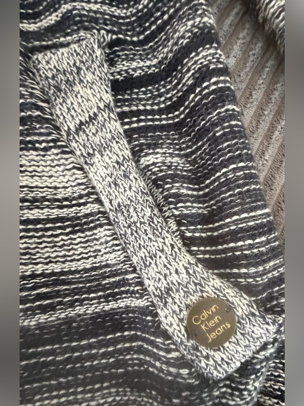 Vintage Calvin Klein Black & White Striped Cardigan - Picture 3 of 8